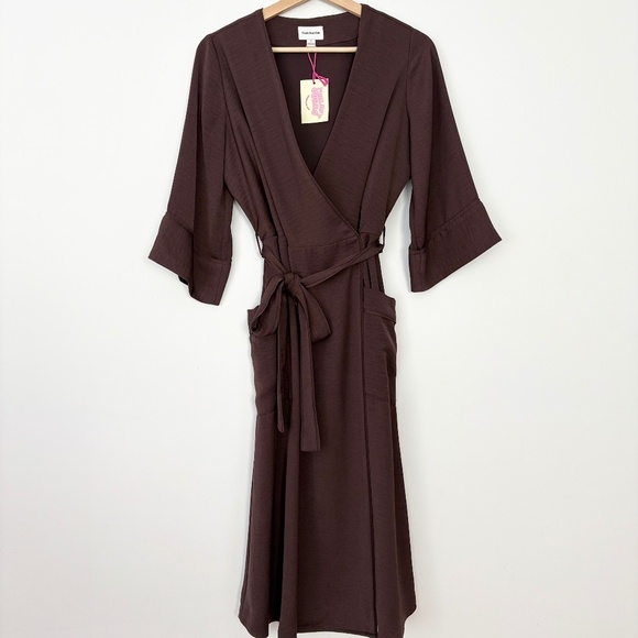 Frank & oak brown wrap dress - Picture 3 of 6